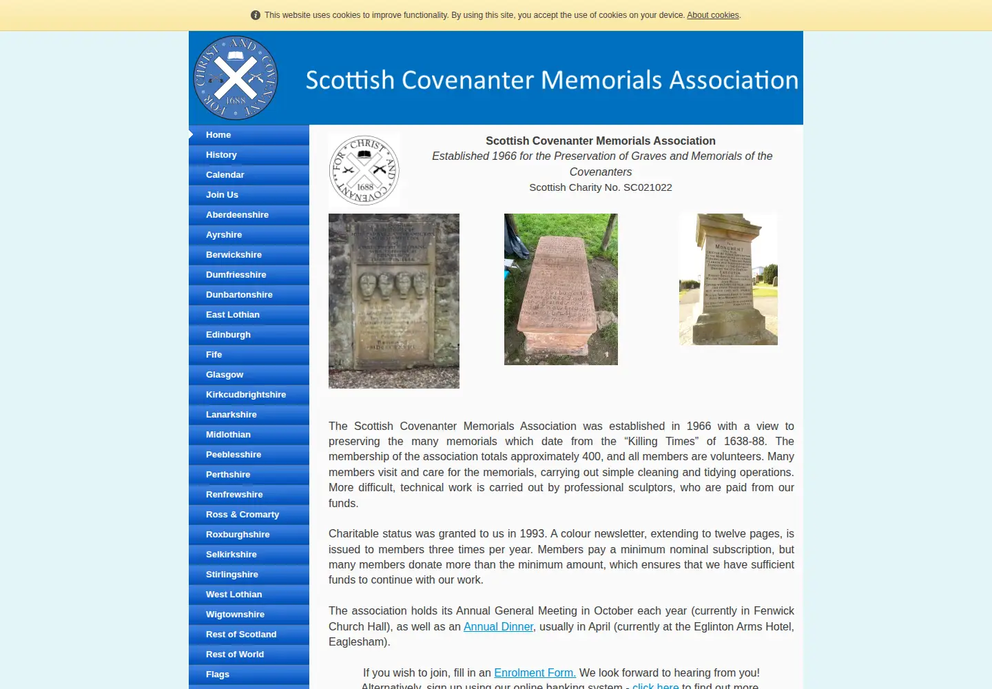 Captured homepage of covenanter.org.uk in the current scan