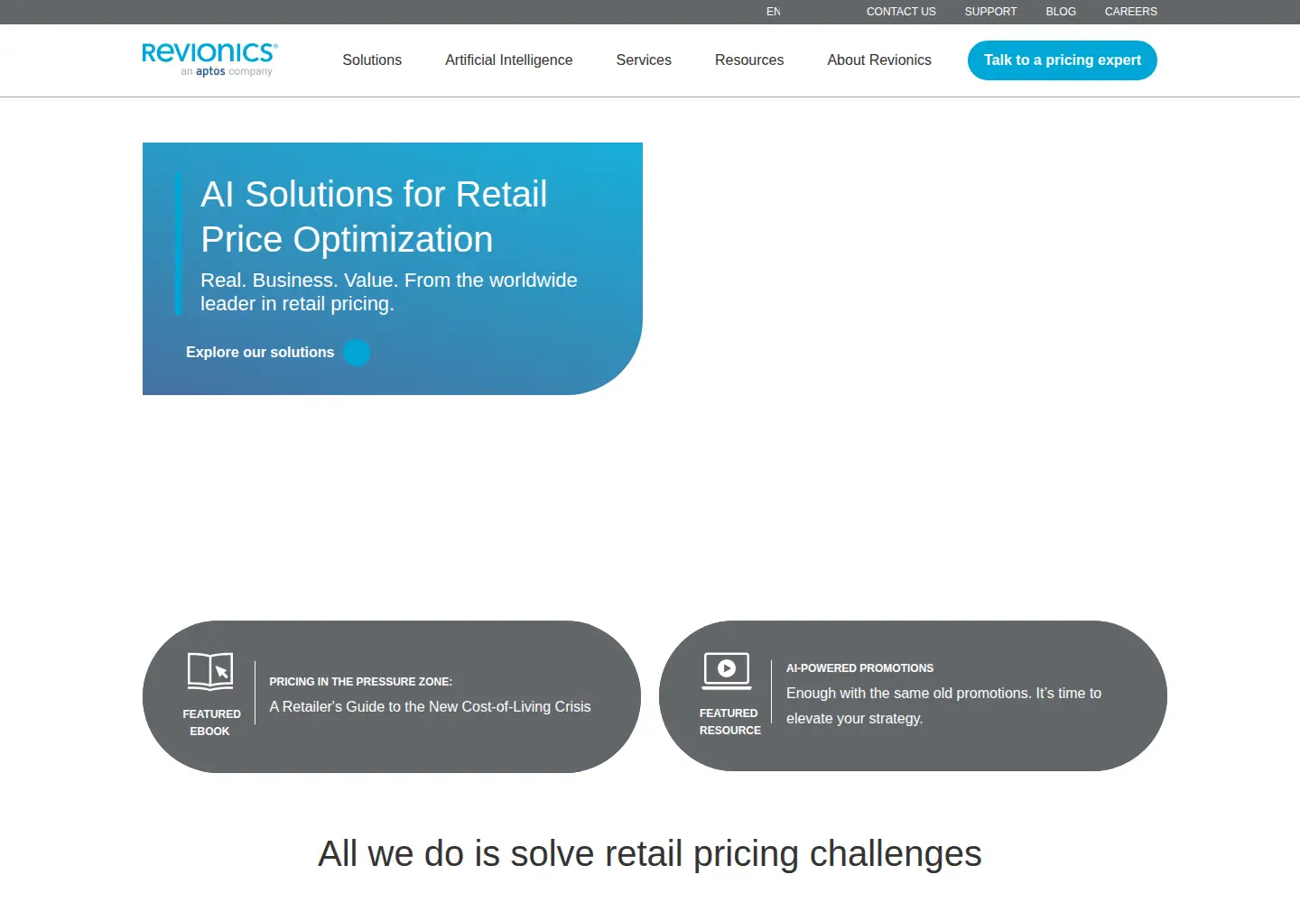 Screenshot of revionics.com