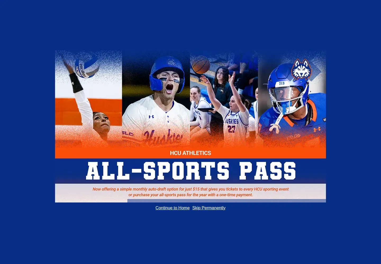 Captured homepage of hbuhuskies.com in the current scan