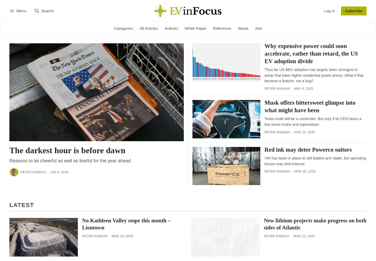 Captured homepage of evinfocus.com in the current scan