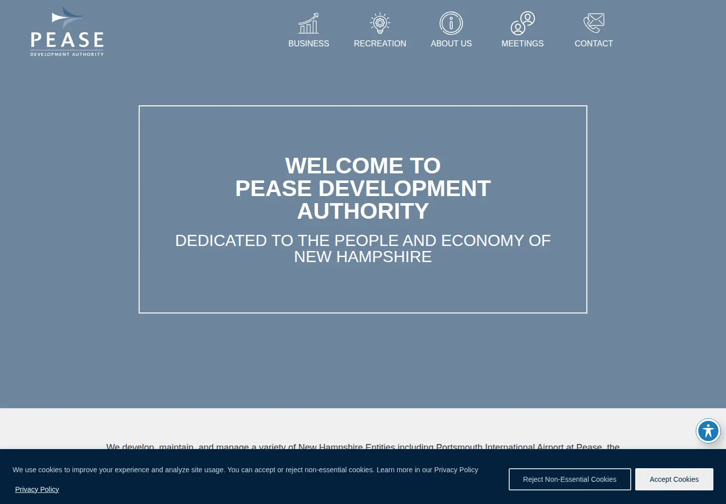Captured homepage of peasedev.org in the current scan