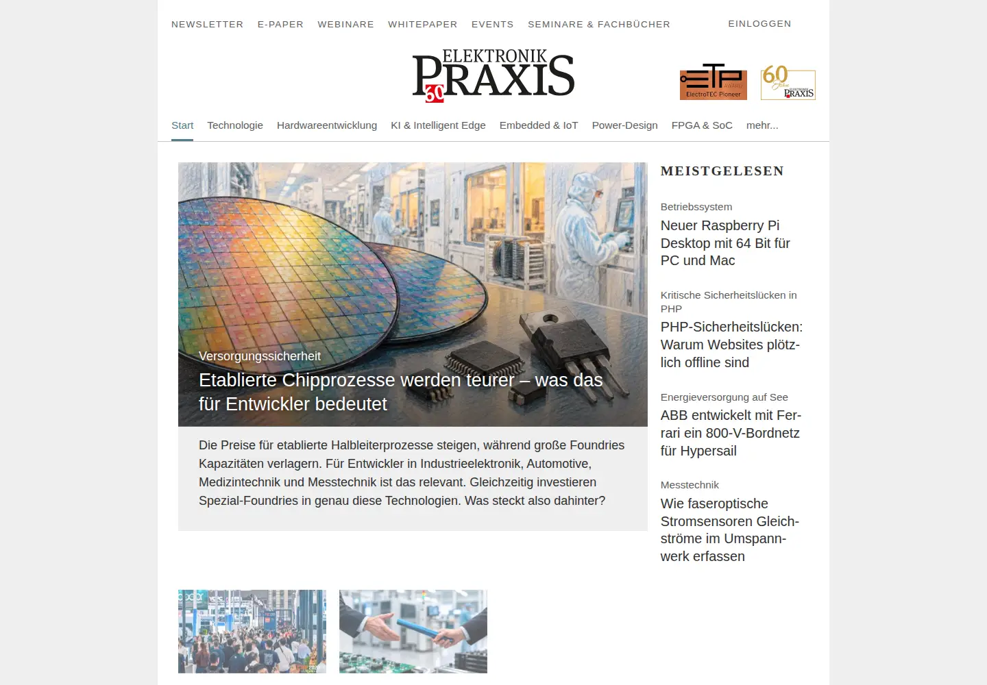 Captured homepage of elektronikpraxis.de in the current scan