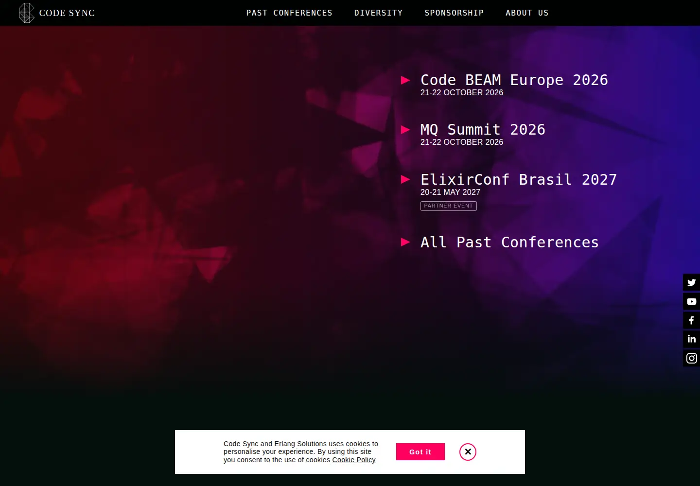 Screenshot of codesync.global