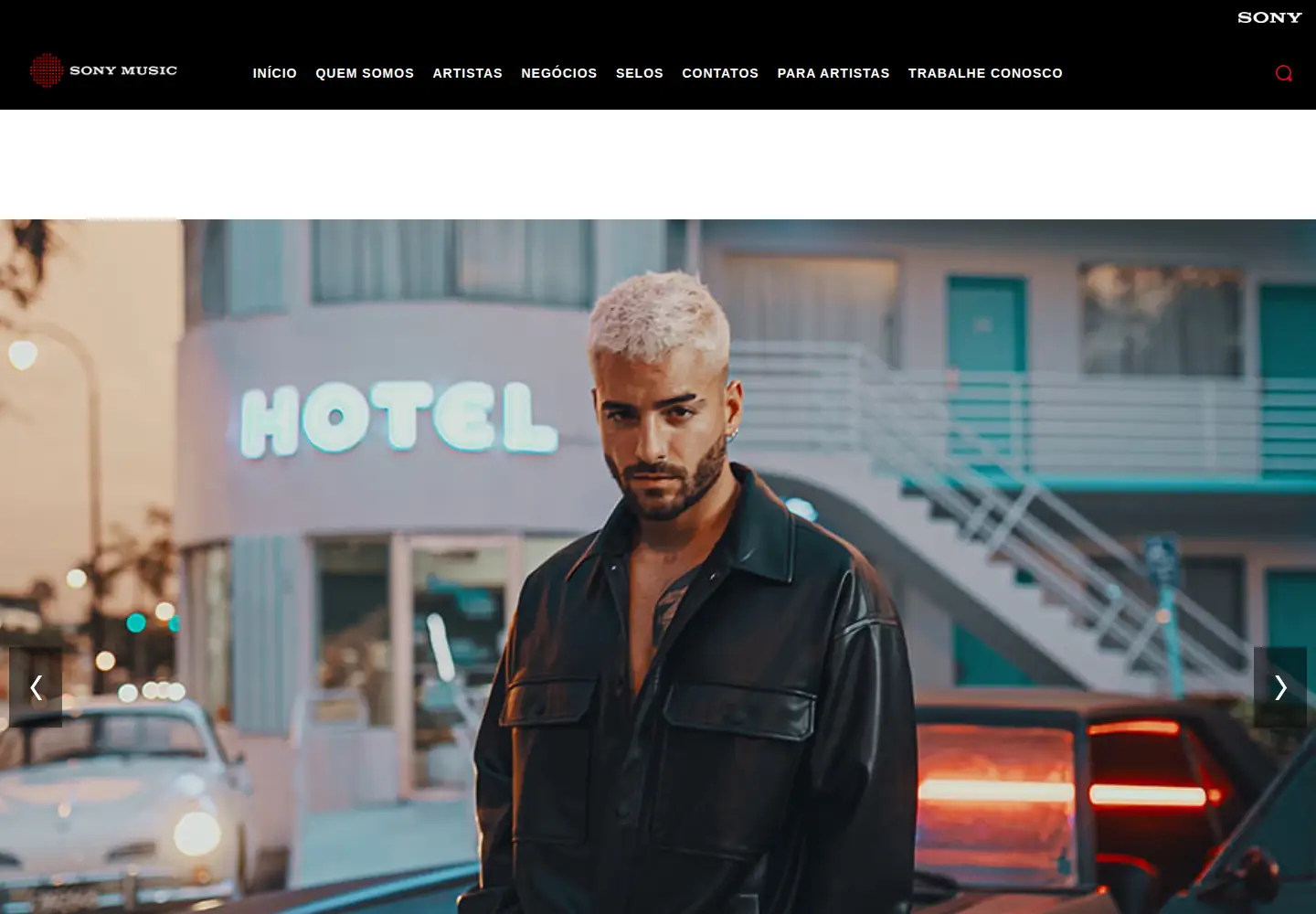 Captured homepage of sonymusic.com.br in the current scan