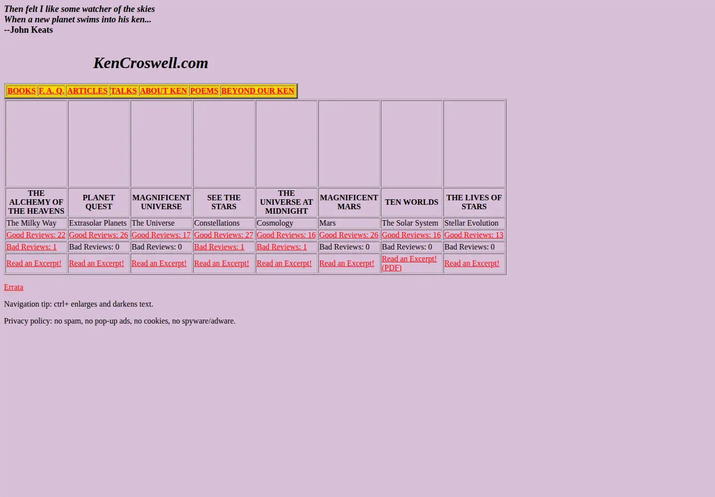 Screenshot of kencroswell.com