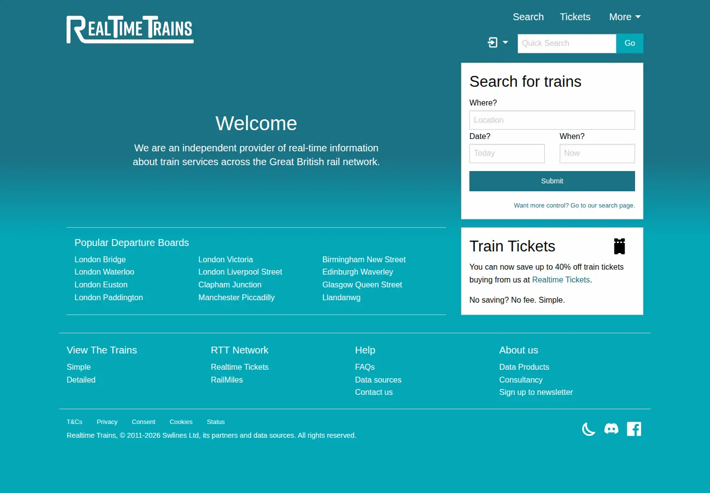 Screenshot of realtimetrains.co.uk