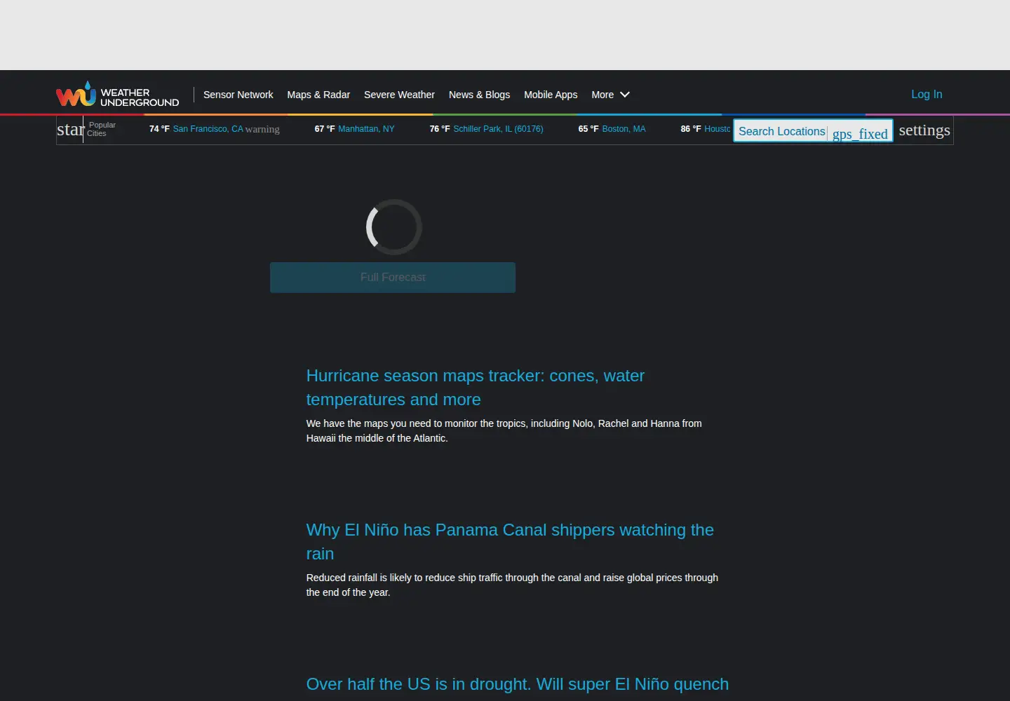 Screenshot of wunderground.com