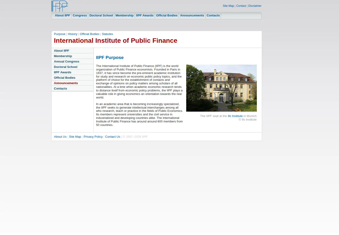 Screenshot of iipf.org