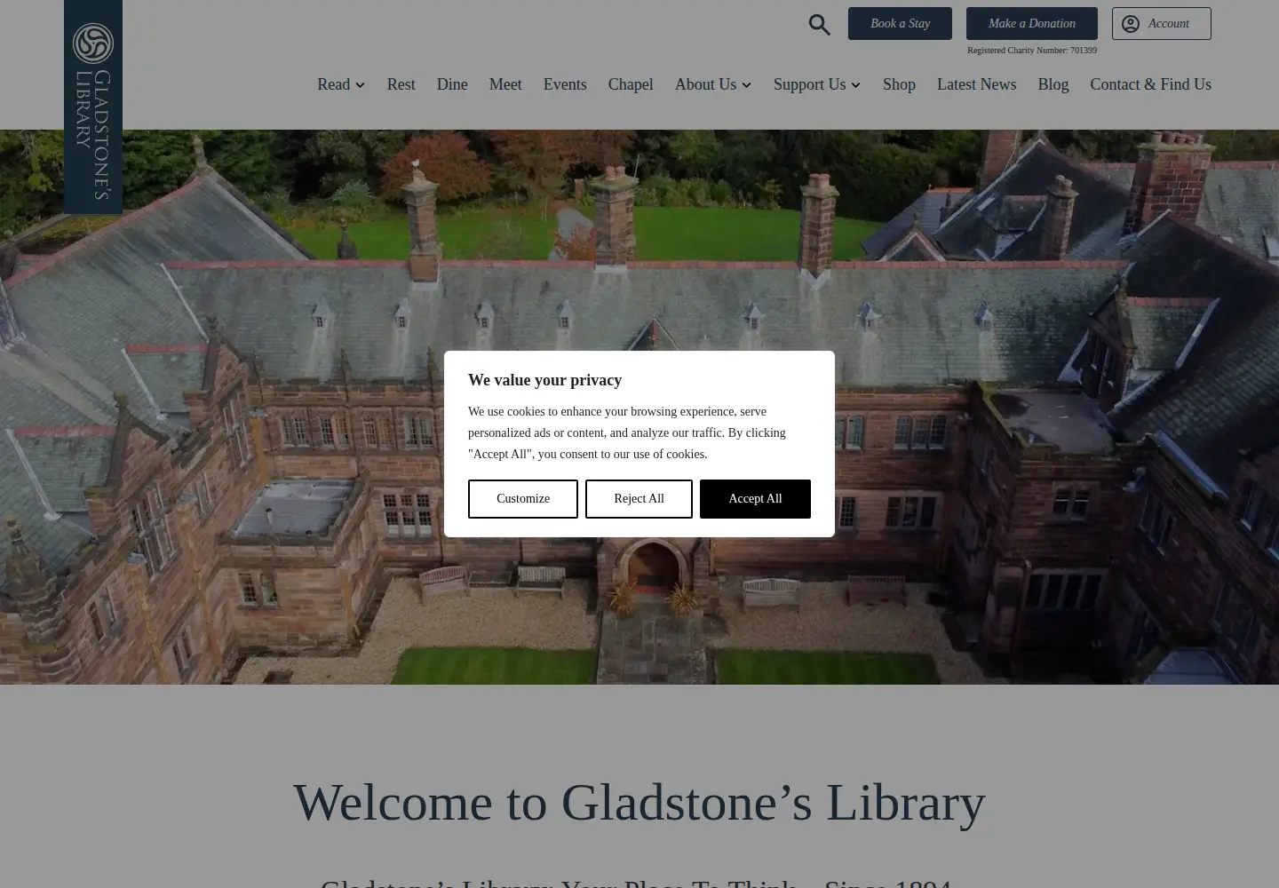Screenshot of gladstoneslibrary.org