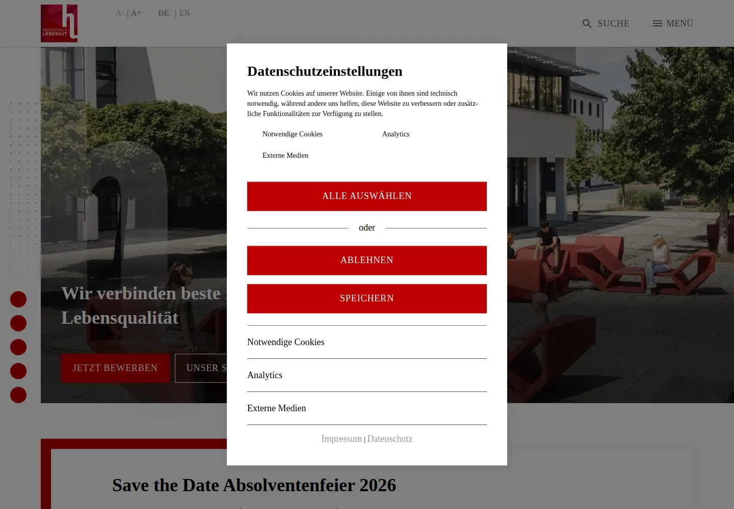 Screenshot of haw-landshut.de