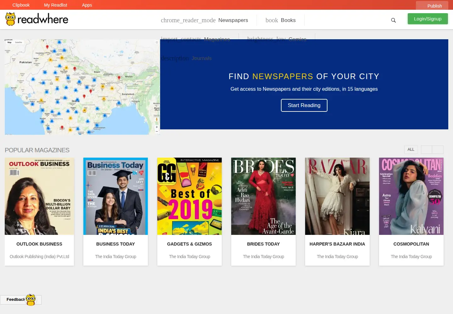 Screenshot of readwhere.com