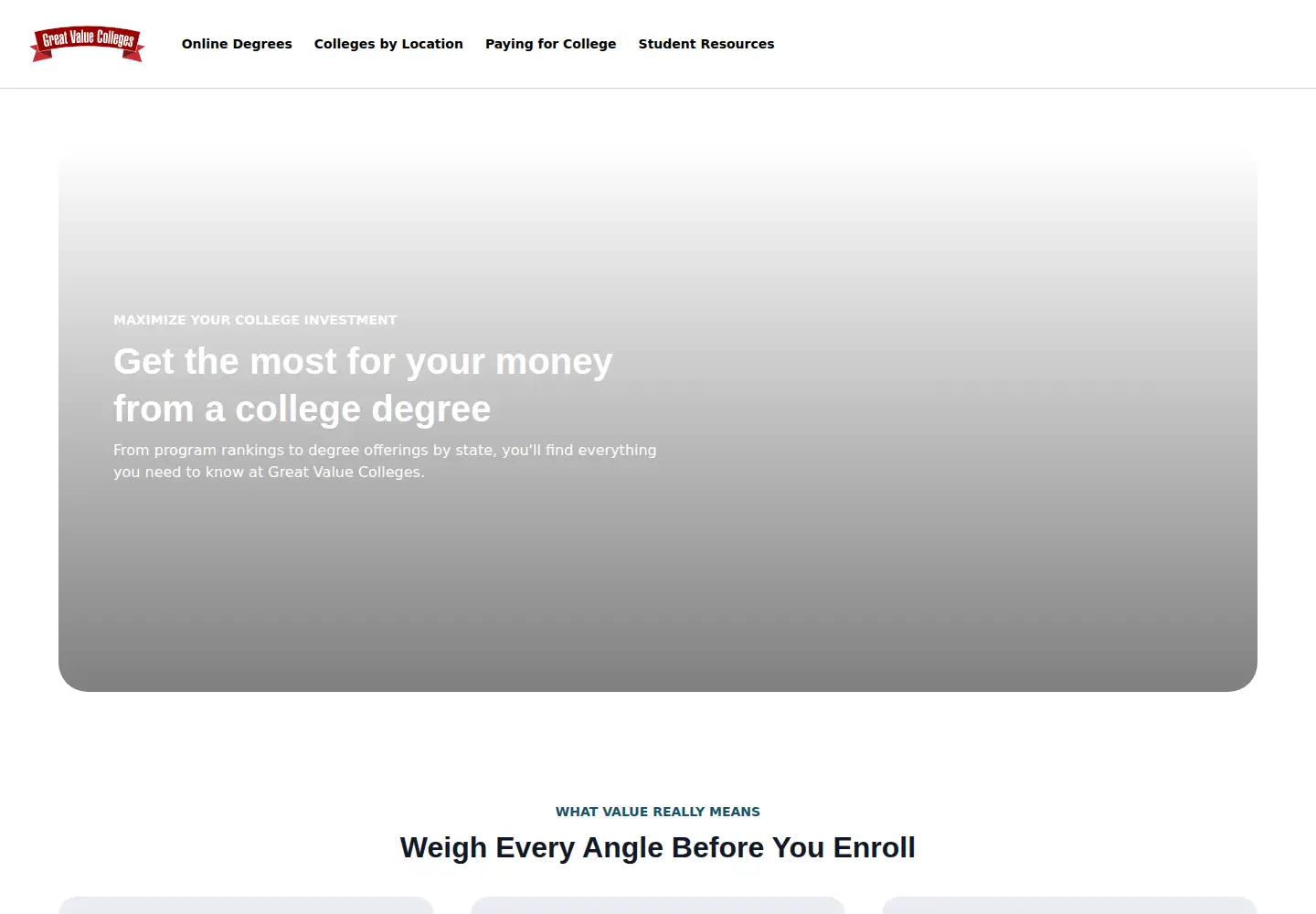Screenshot of greatvaluecolleges.net
