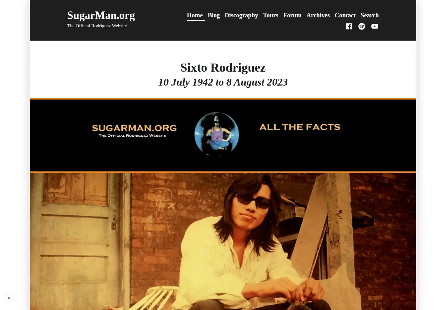 Captured homepage of sugarman.org in the current scan