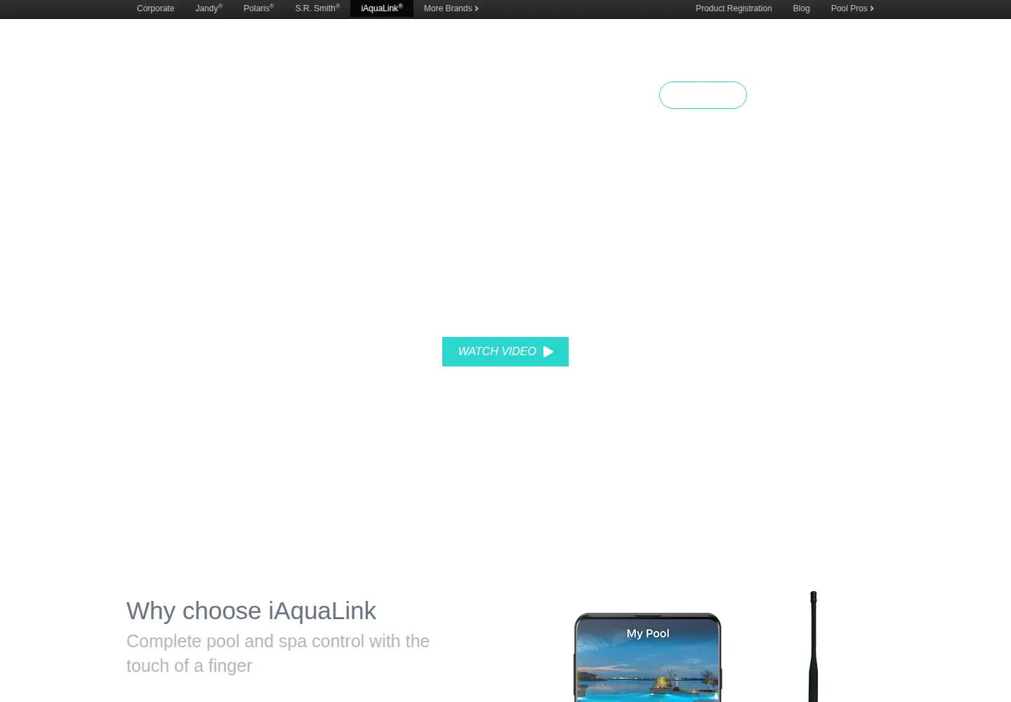 Captured homepage of iaqualink.com in the current scan