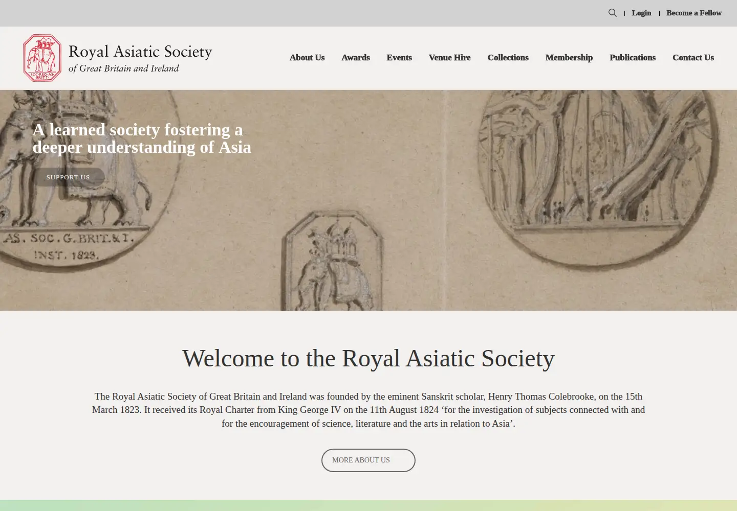 Captured homepage of royalasiaticsociety.org in the current scan