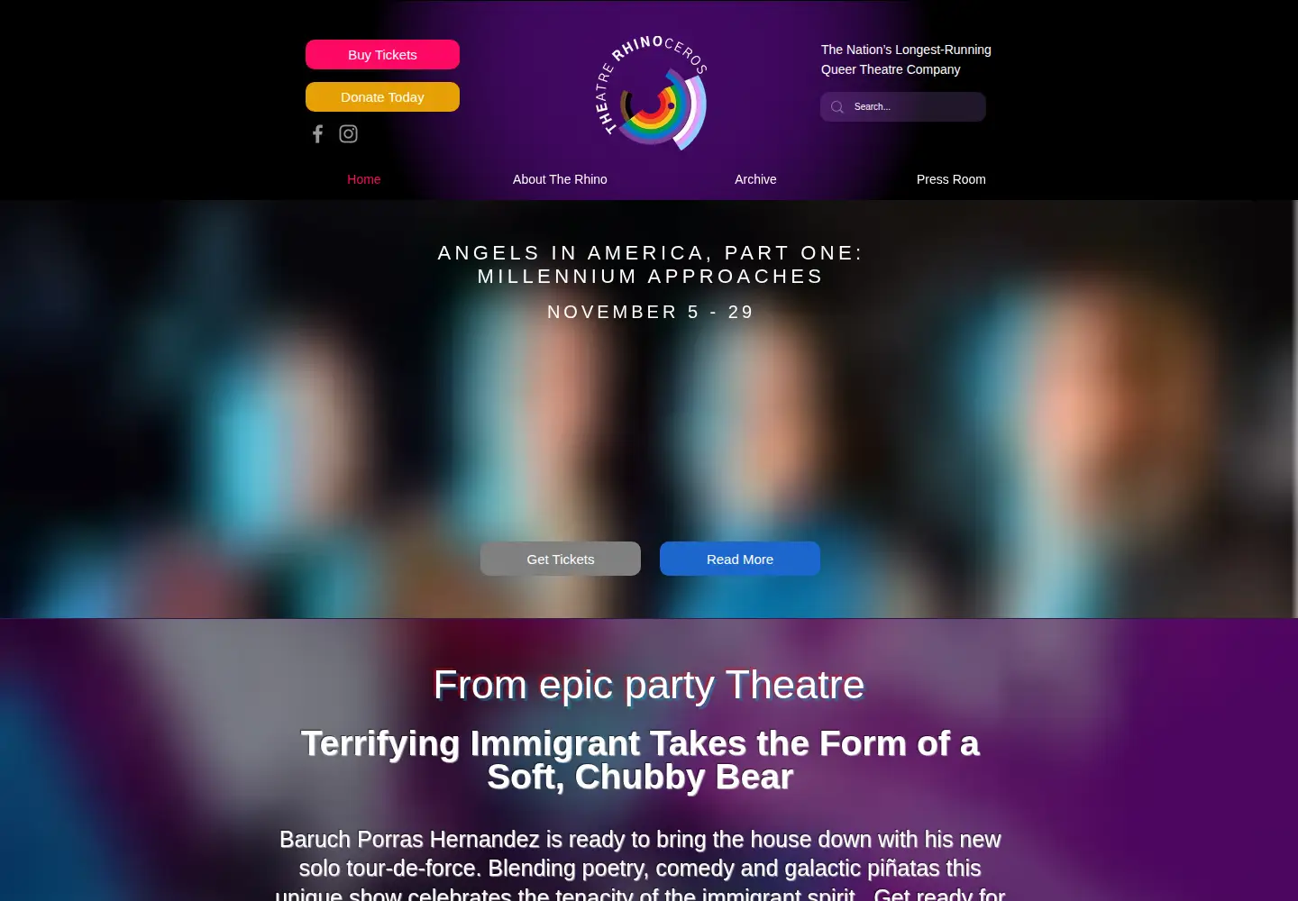 Captured homepage of therhino.org in the current scan