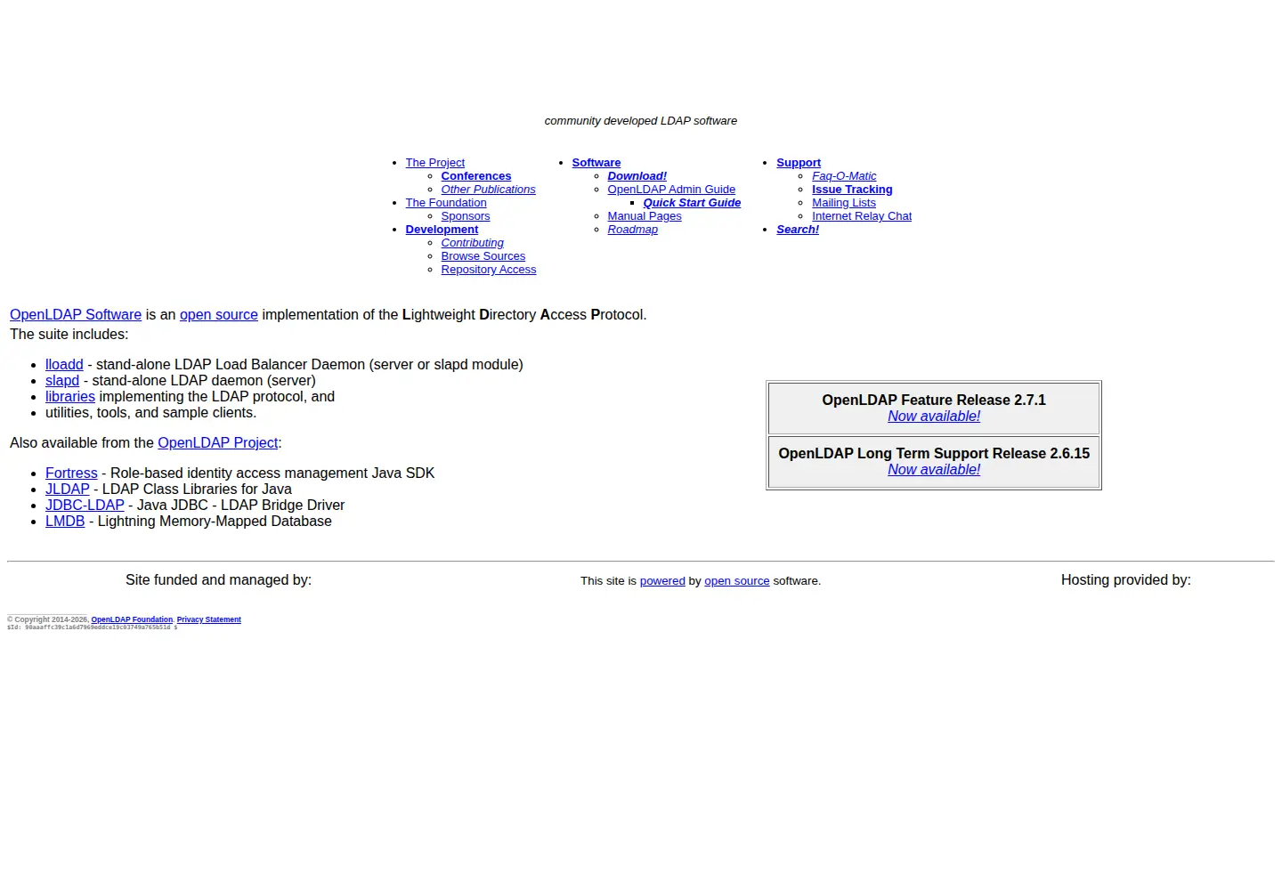 Captured homepage of openldap.org in the current scan