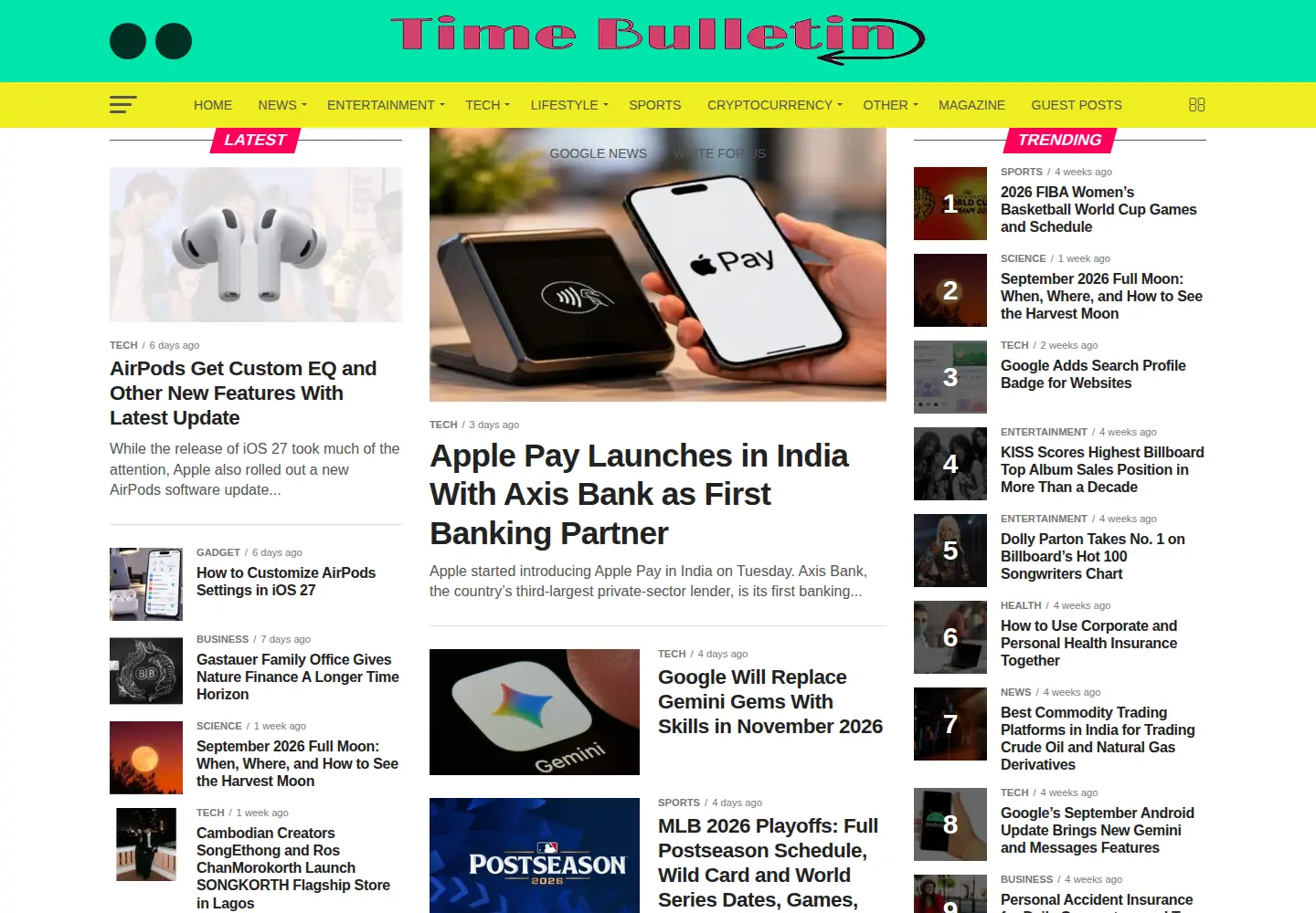 Screenshot of timebulletin.com