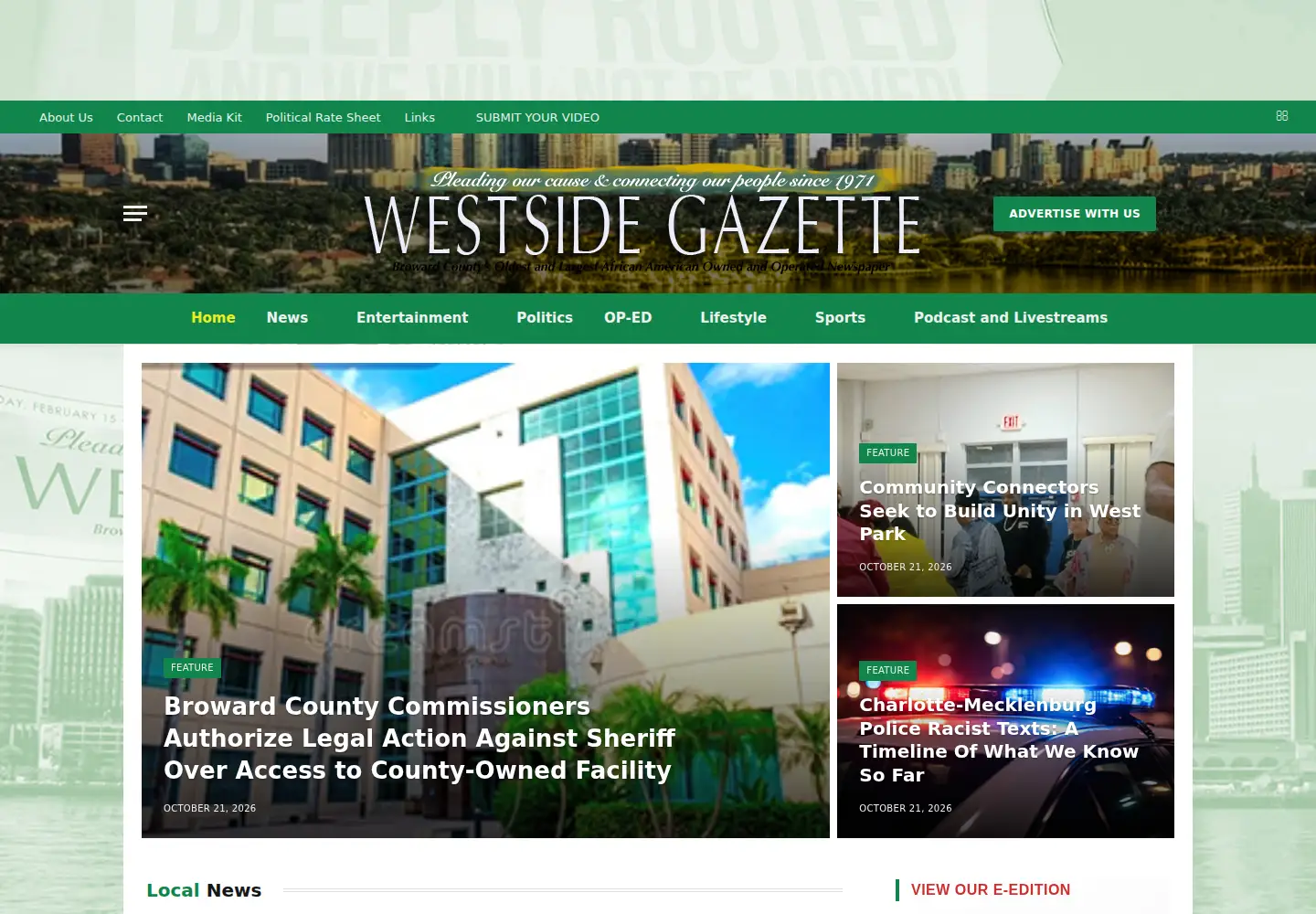 Screenshot of thewestsidegazette.com