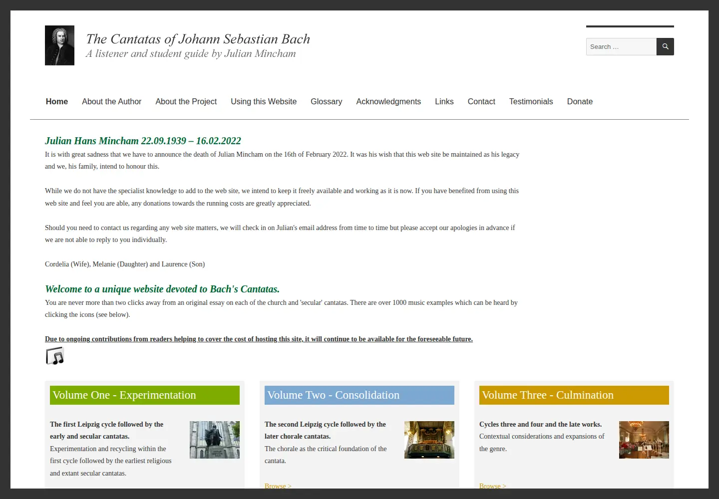Screenshot of jsbachcantatas.com