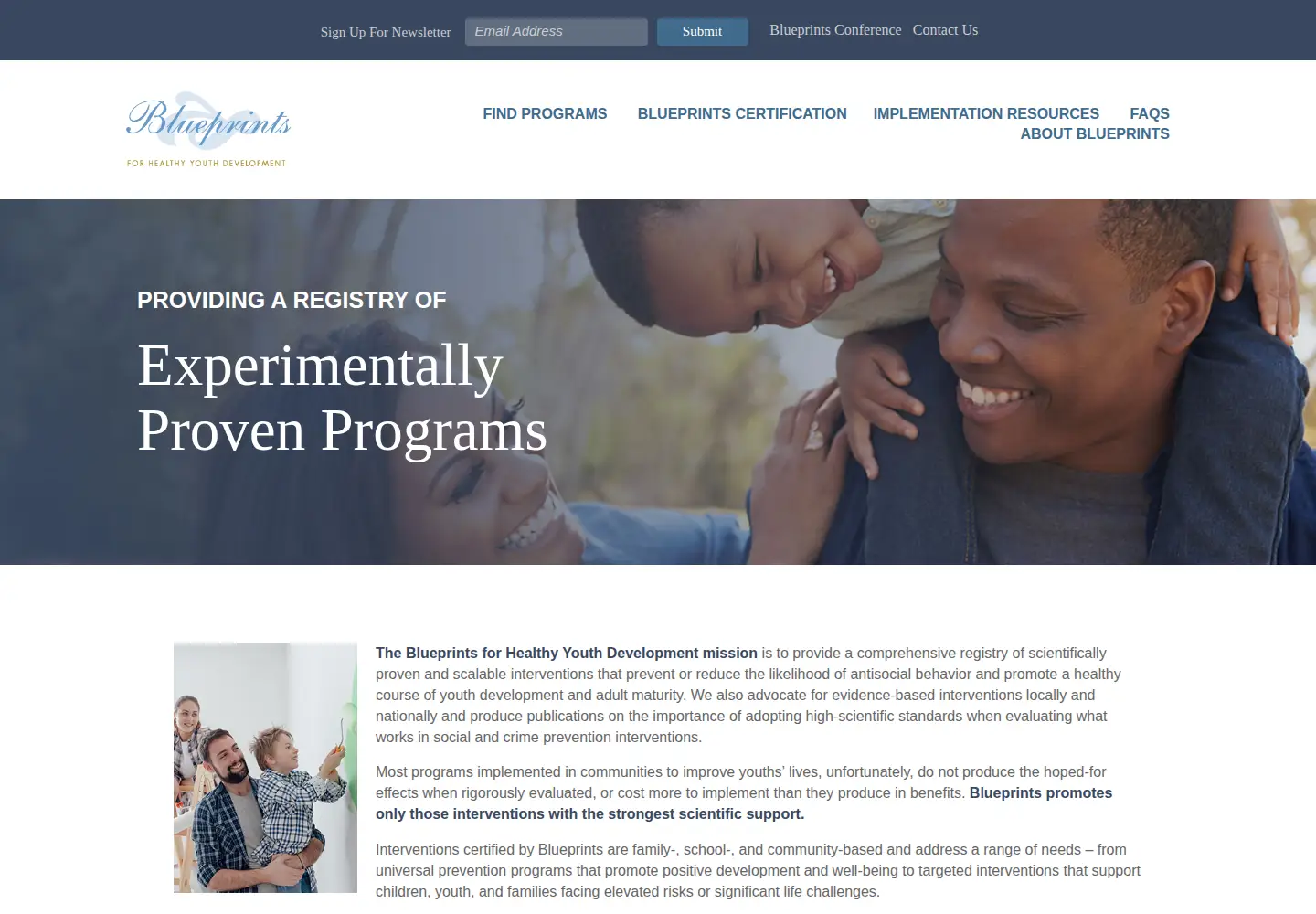 Screenshot of blueprintsprograms.org