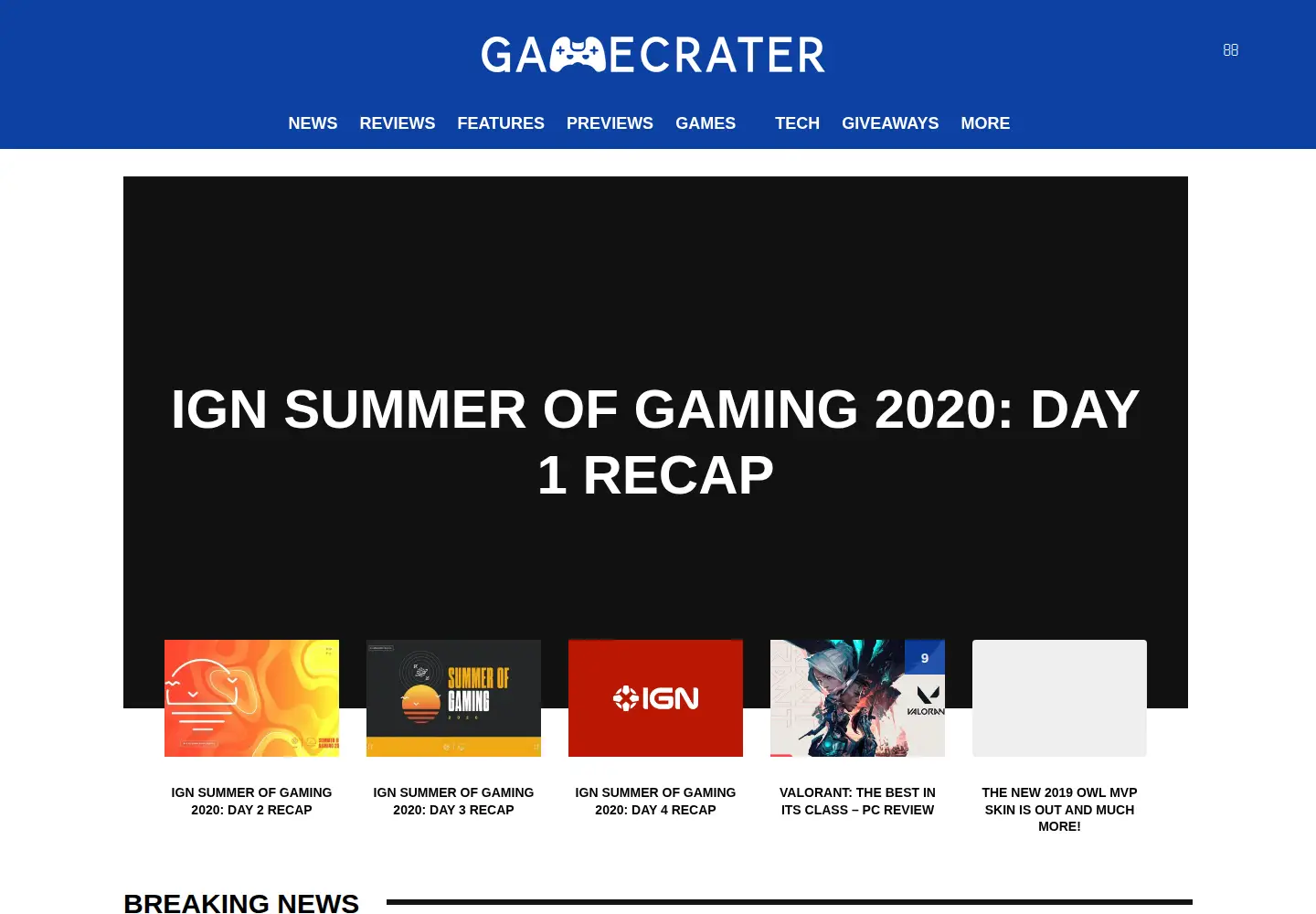 Captured homepage of thegamecrater.com in the current scan