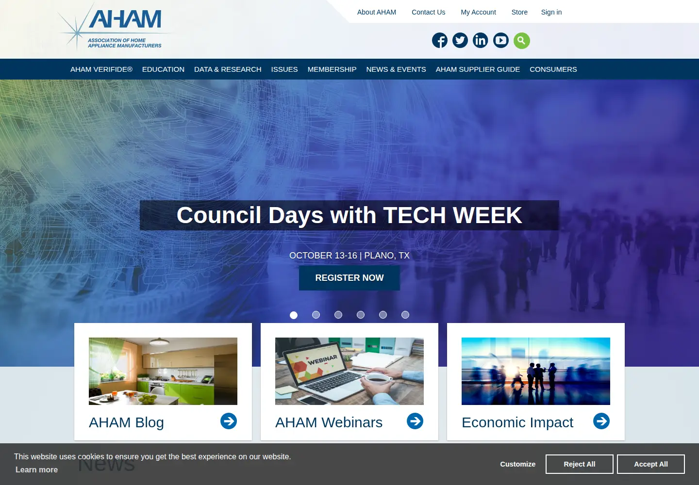 Screenshot of aham.org