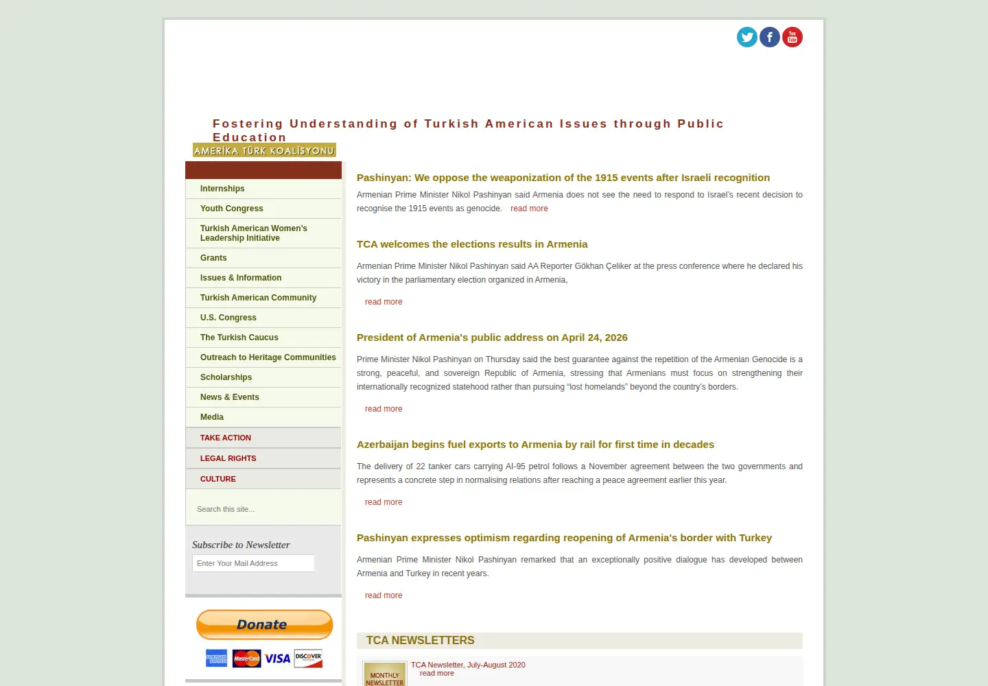 Captured homepage of tc-america.org in the current scan