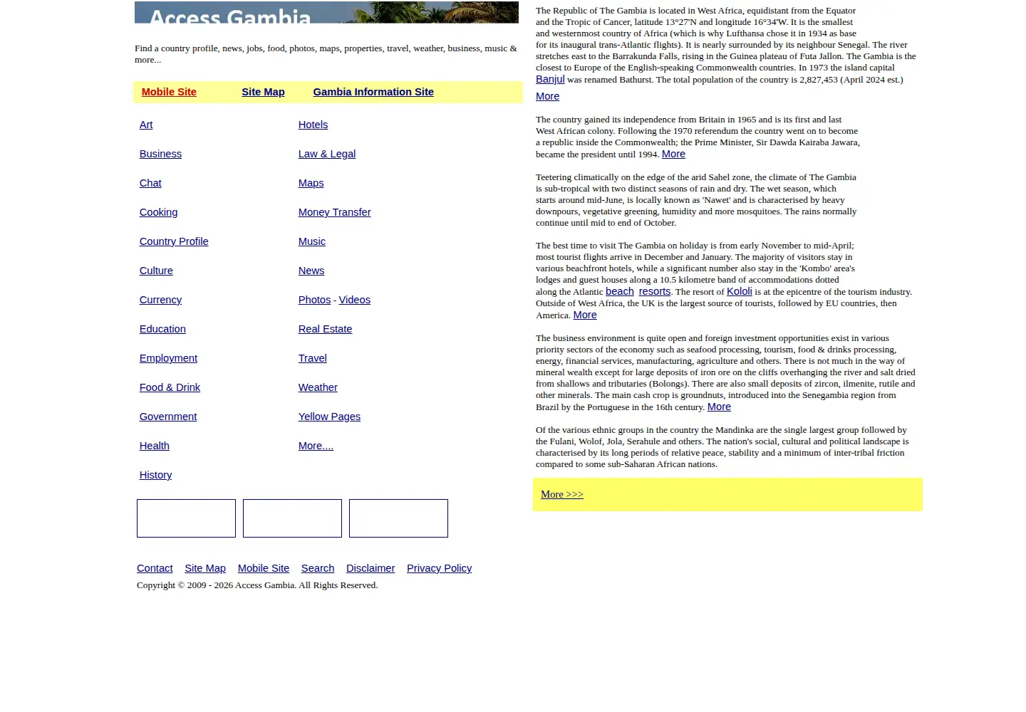 Captured homepage of accessgambia.com in the current scan