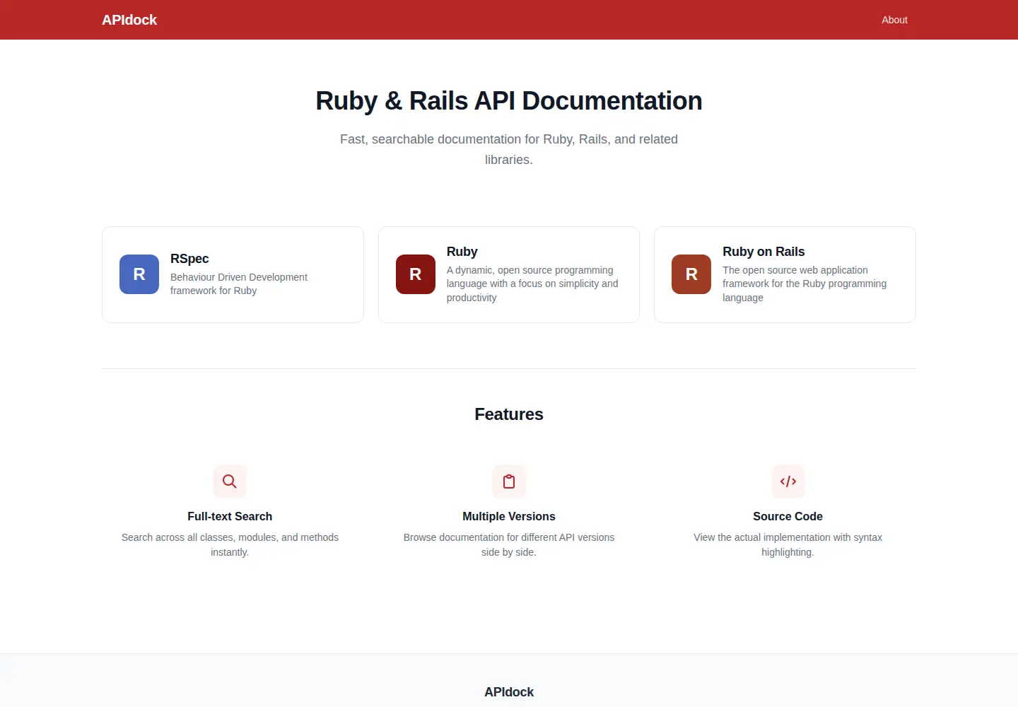 Screenshot of apidock.com