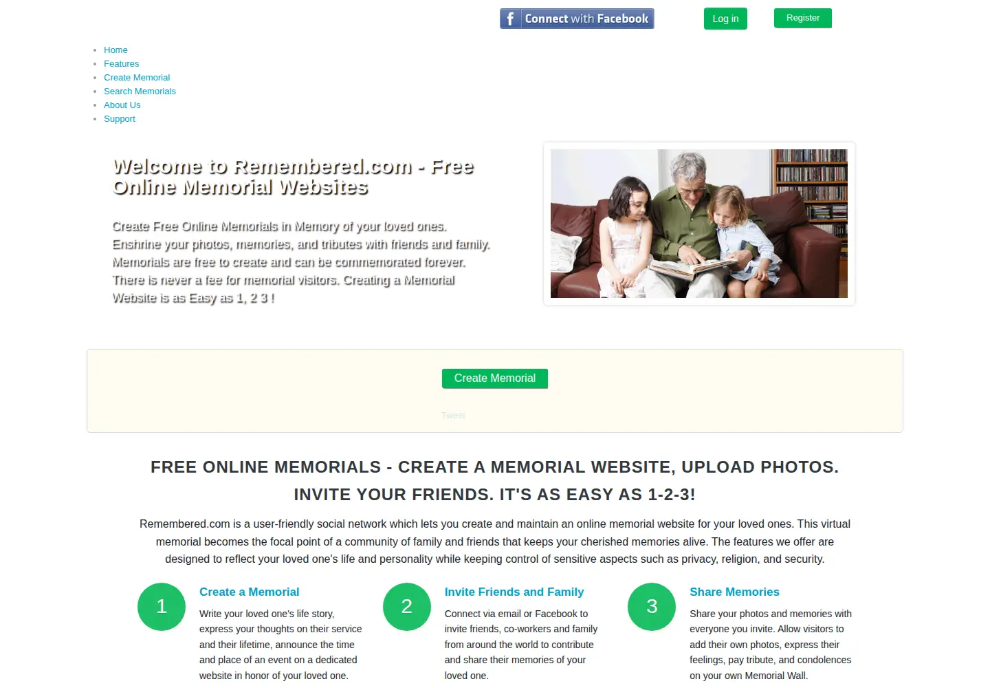 Captured homepage of remembered.com in the current scan