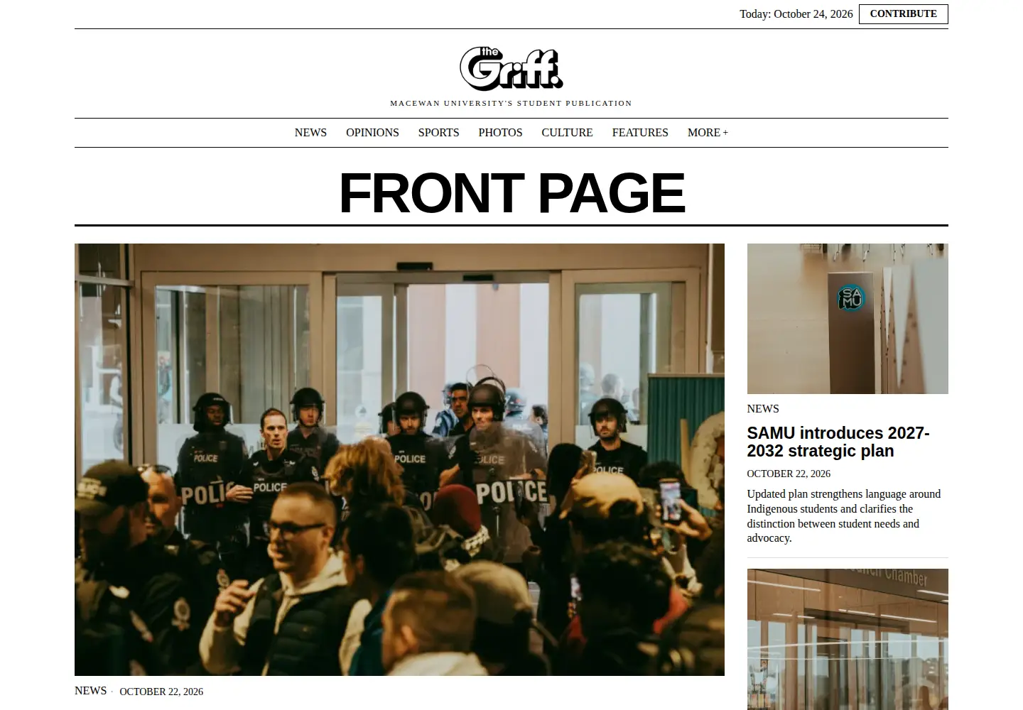 Captured homepage of thegriff.ca in the current scan