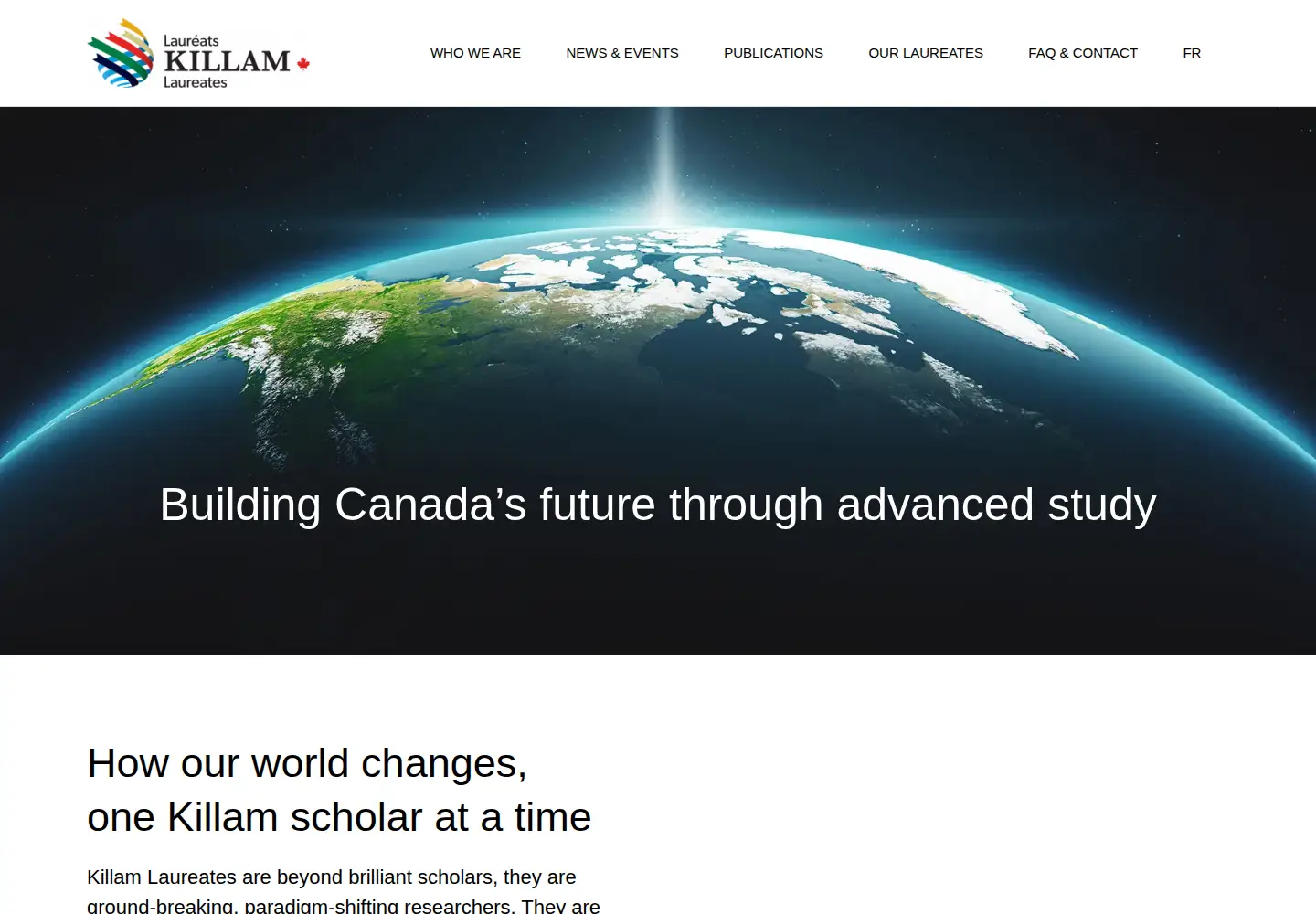 Screenshot of killamlaureates.ca