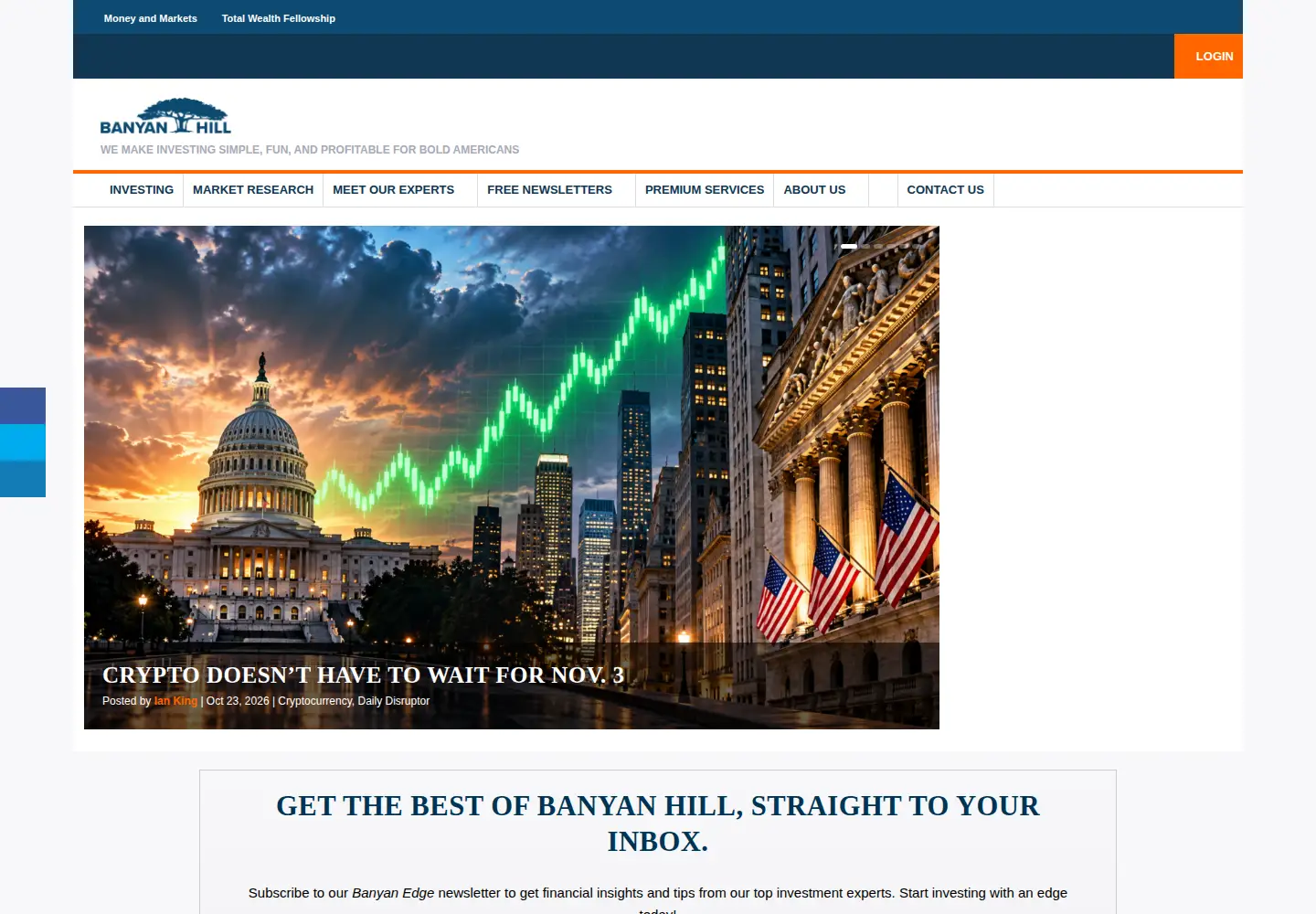 Captured homepage of thesovereigninvestor.com in the current scan