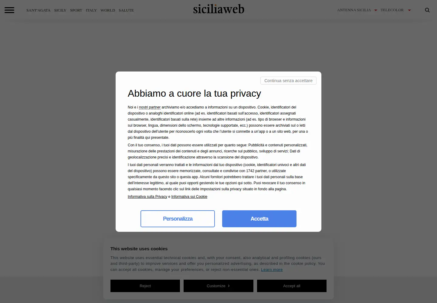 Captured homepage of lasiciliaweb.it in the current scan