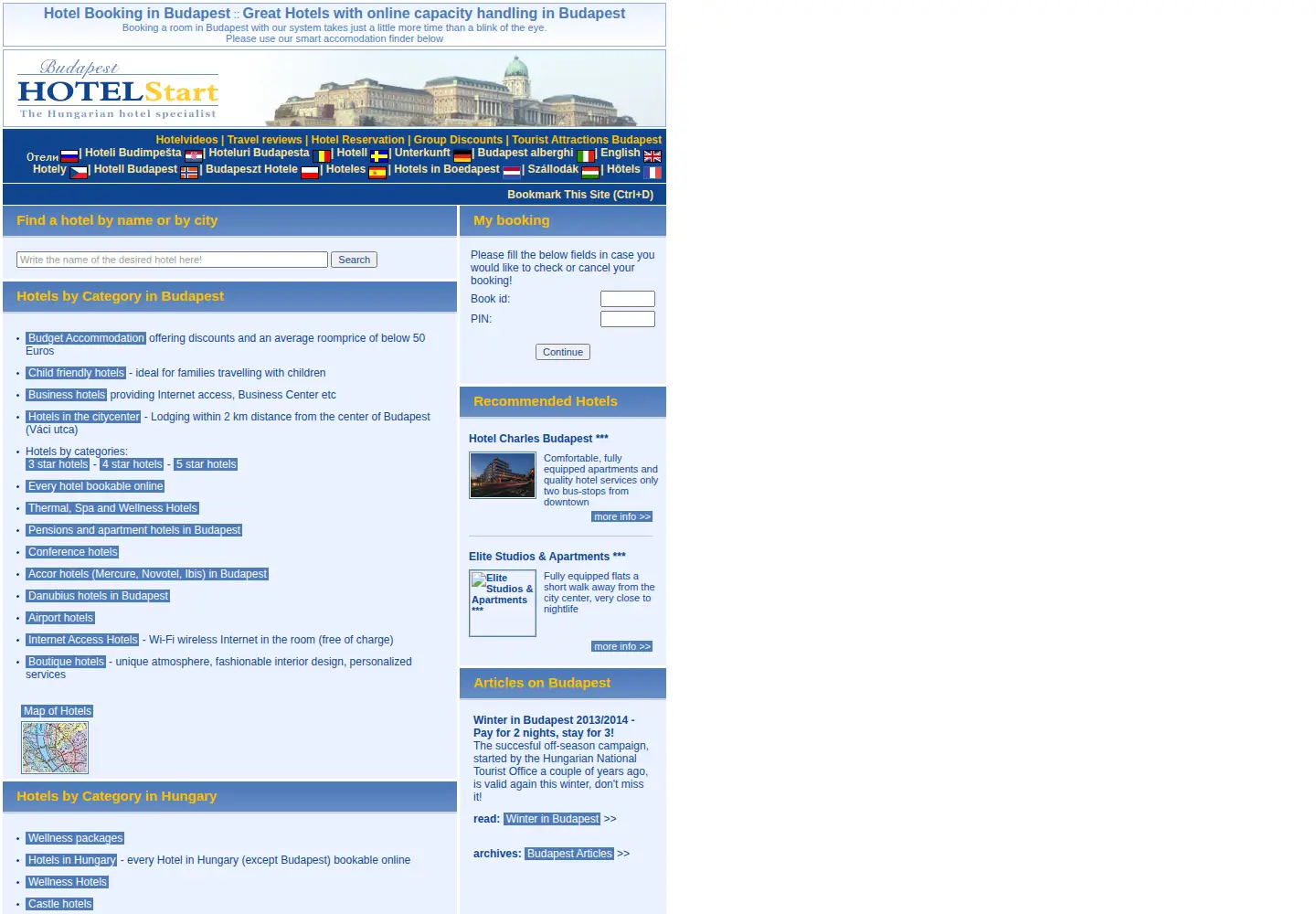 Screenshot of budapesthotelstart.com