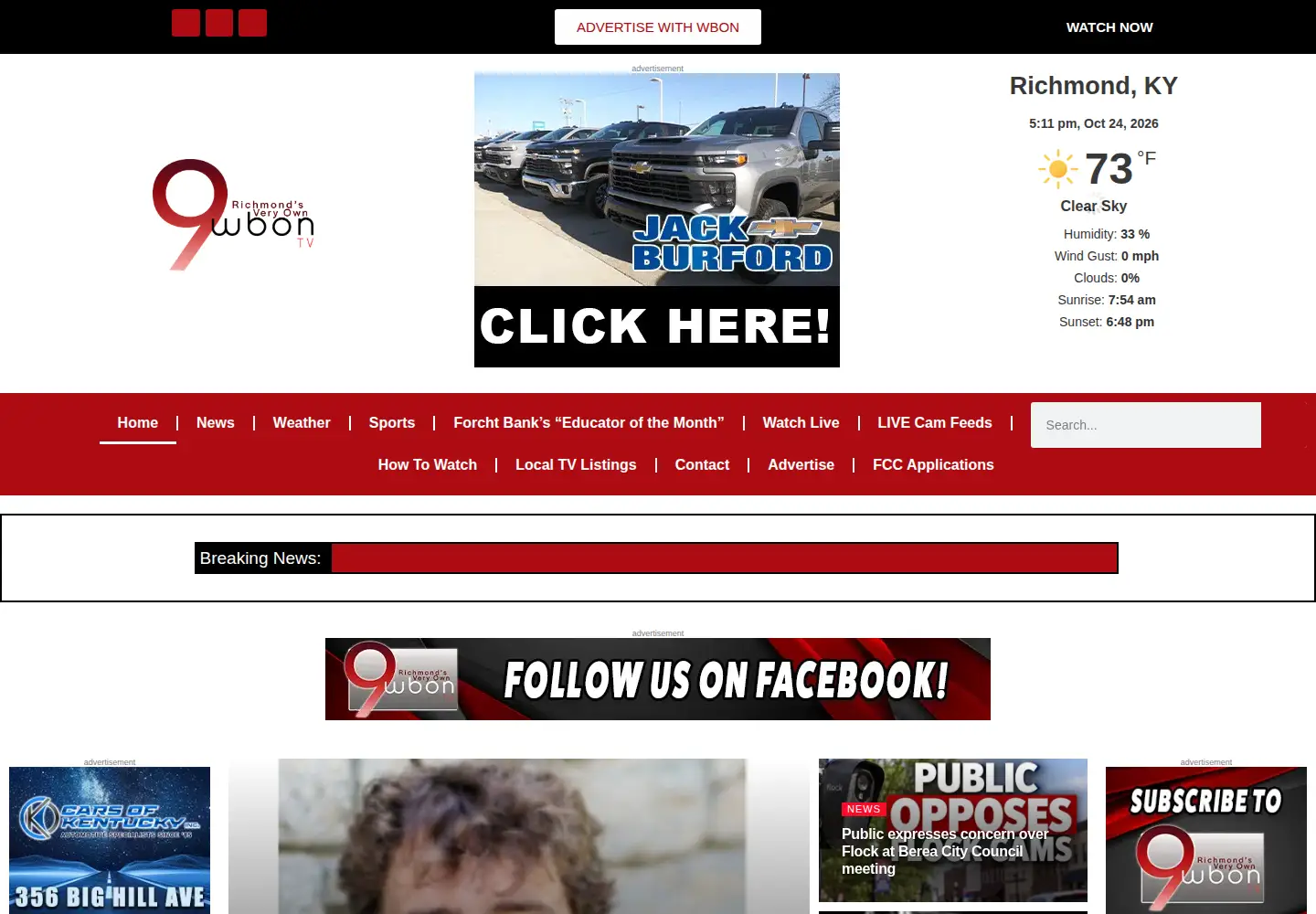 Screenshot of wbontv.com