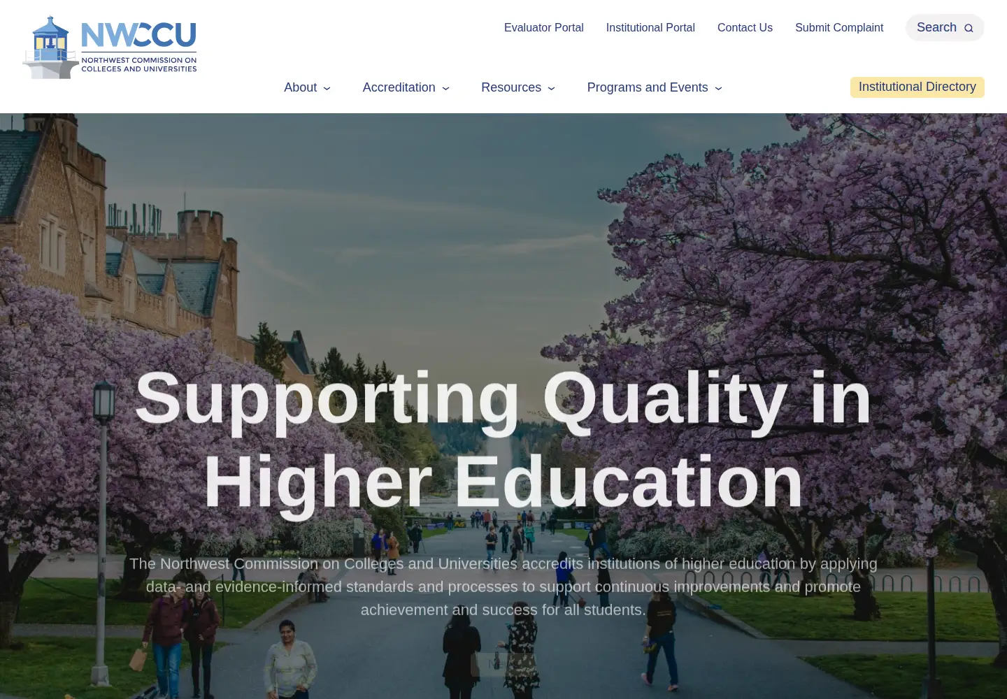 Screenshot of nwccu.org