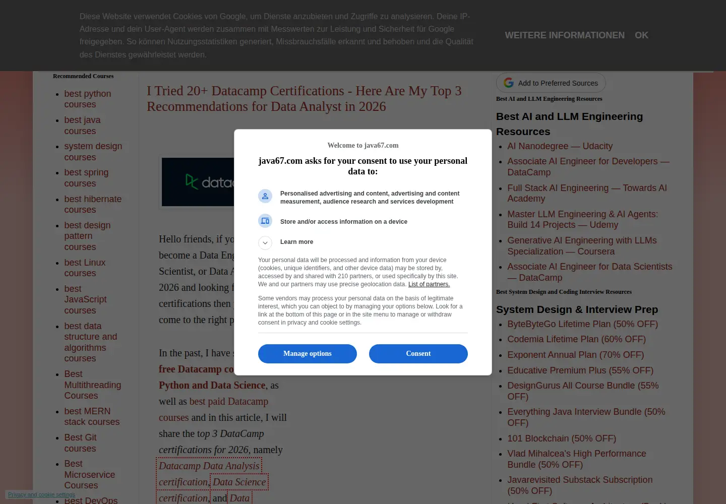 Captured homepage of java67.com in the current scan