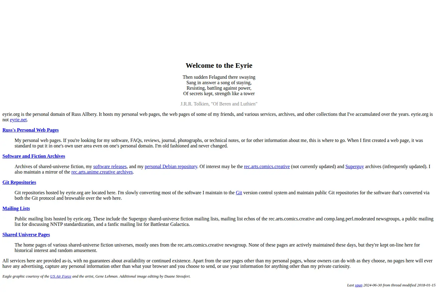 Screenshot of eyrie.org