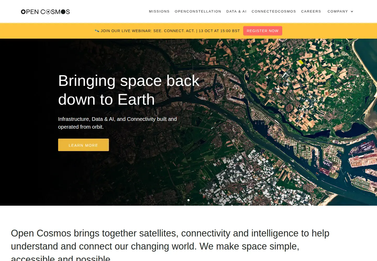 Captured homepage of open-cosmos.com in the current scan