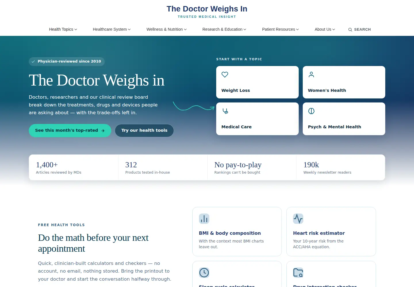 Screenshot of thedoctorweighsin.com