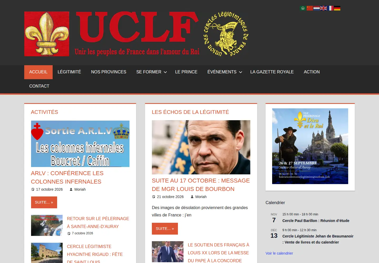 Captured homepage of uclf.org in the current scan