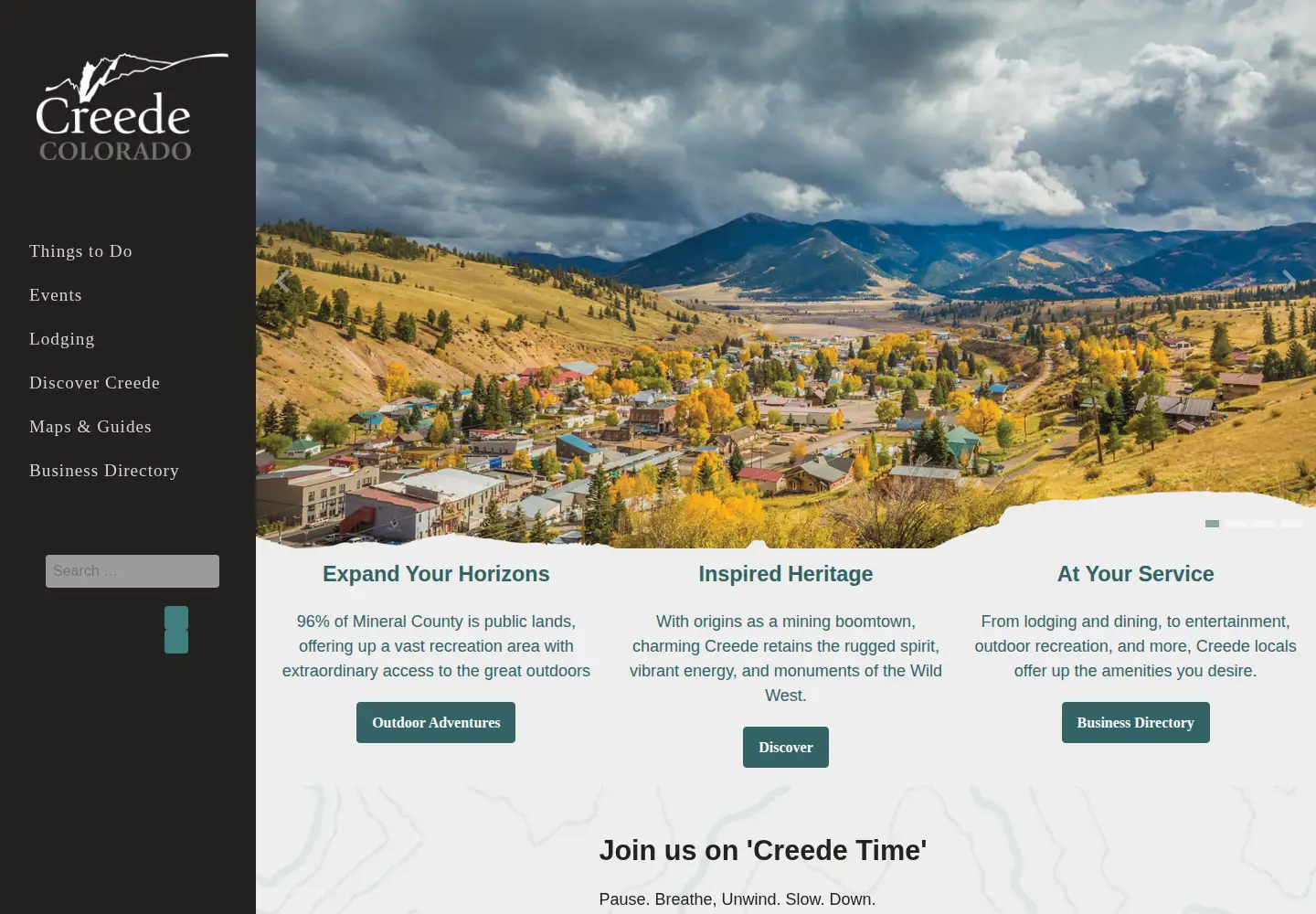 Captured homepage of creede.com in the current scan