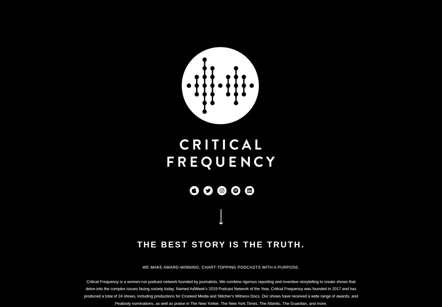 Captured homepage of criticalfrequency.org in the current scan