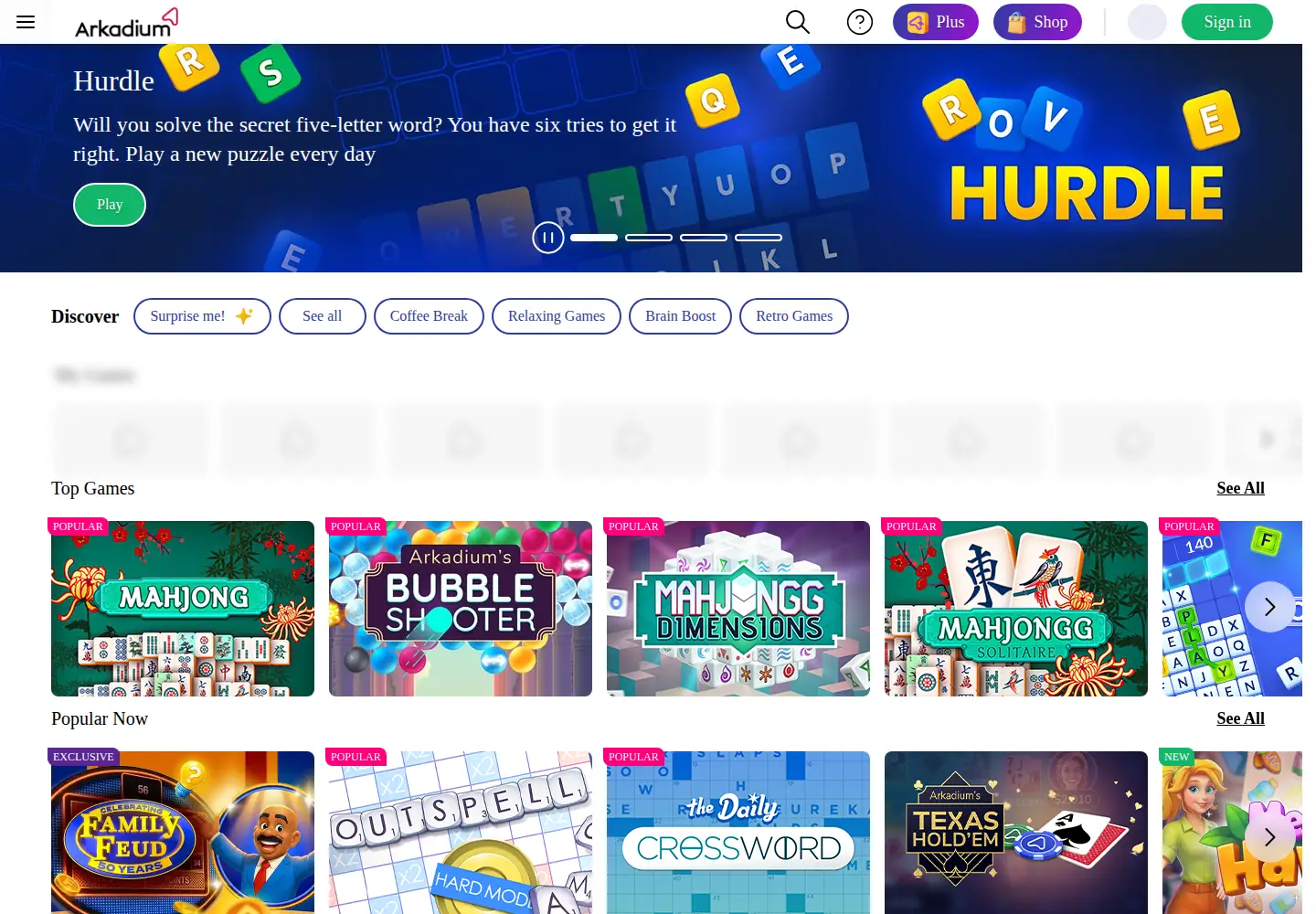 Screenshot of arkadium.com