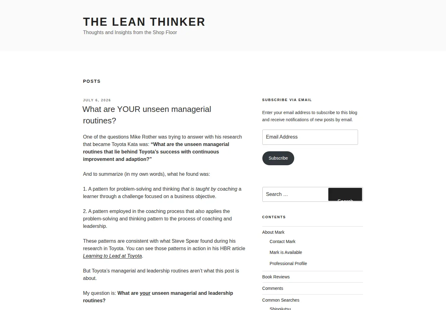 Screenshot of theleanthinker.com