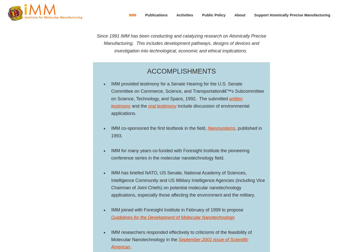 Screenshot of imm.org