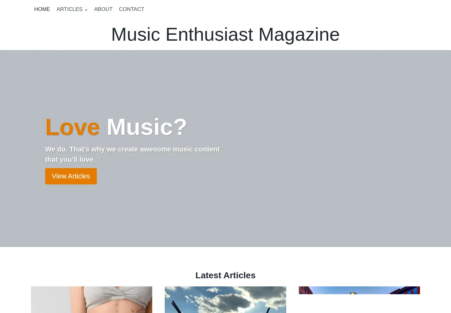 Captured homepage of musicenthusiastmag.com in the current scan