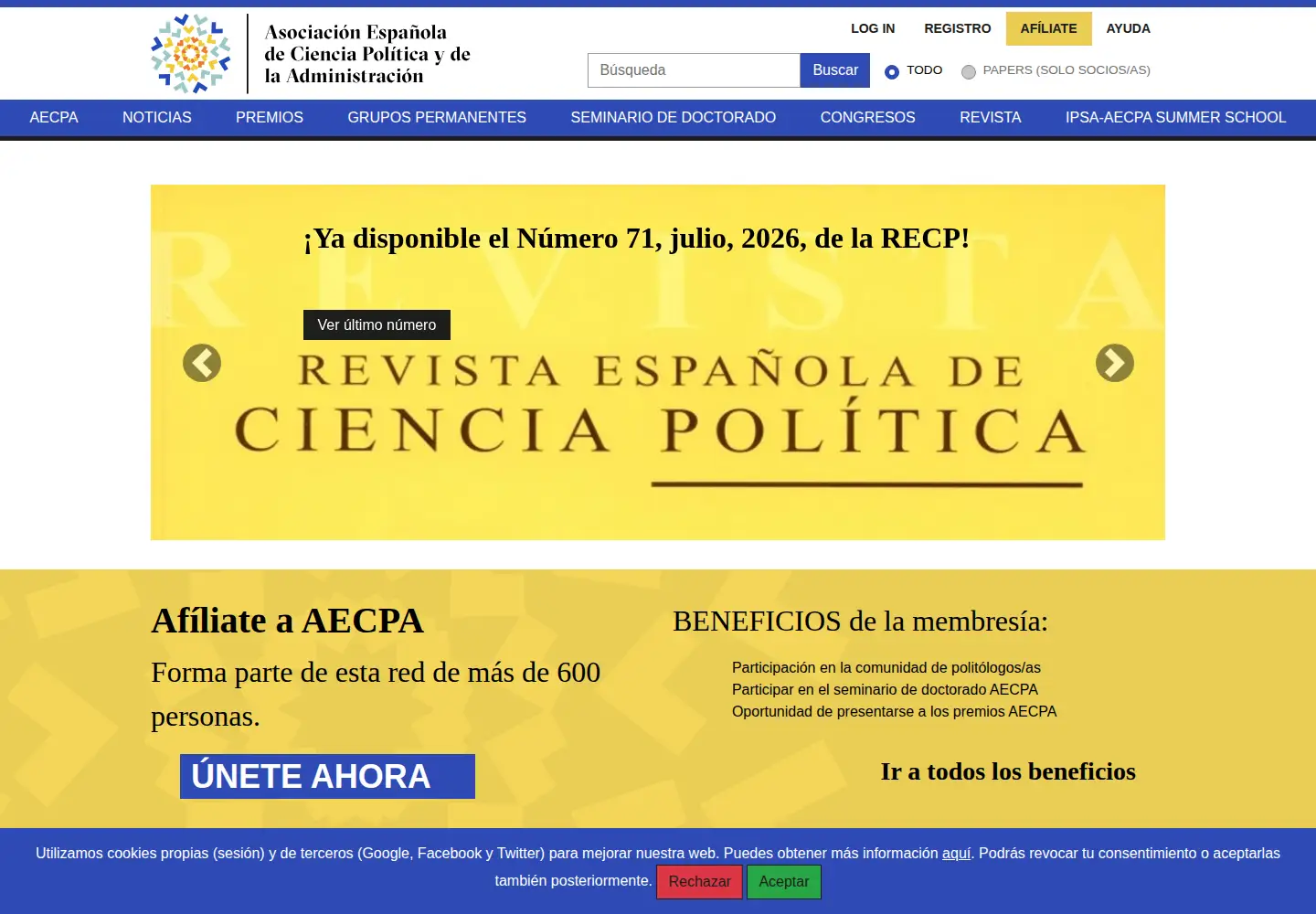 Captured homepage of aecpa.es in the current scan